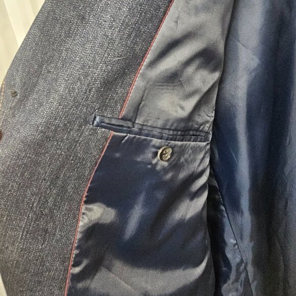 Milano Moda Denim Blazer Coat Blue Western Casual Unisex 46L - Picture 7 of 11